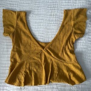 Mustard yellow v-neck crop top